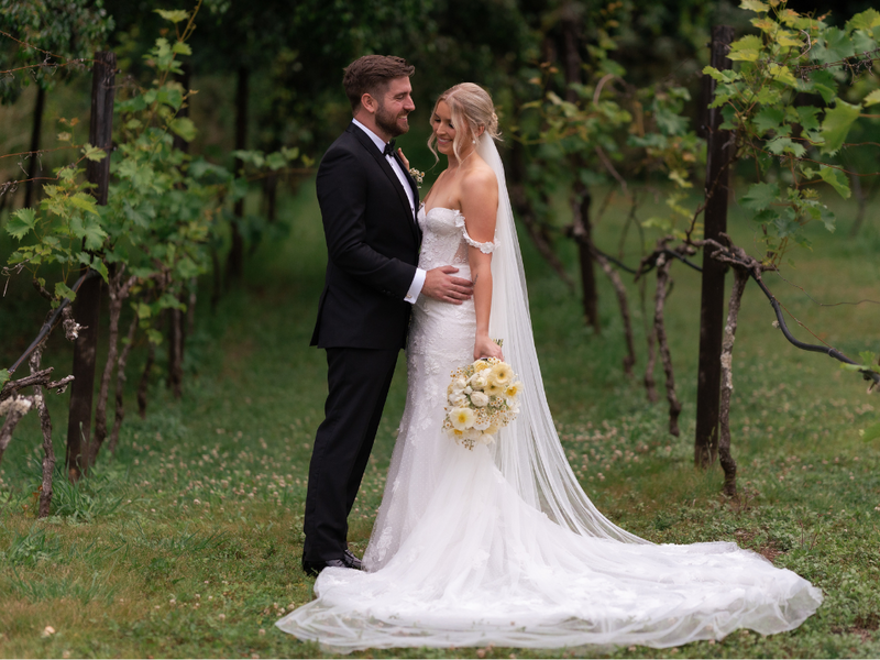 Real bride Jazz marries in a custom Paradise Dream dress!